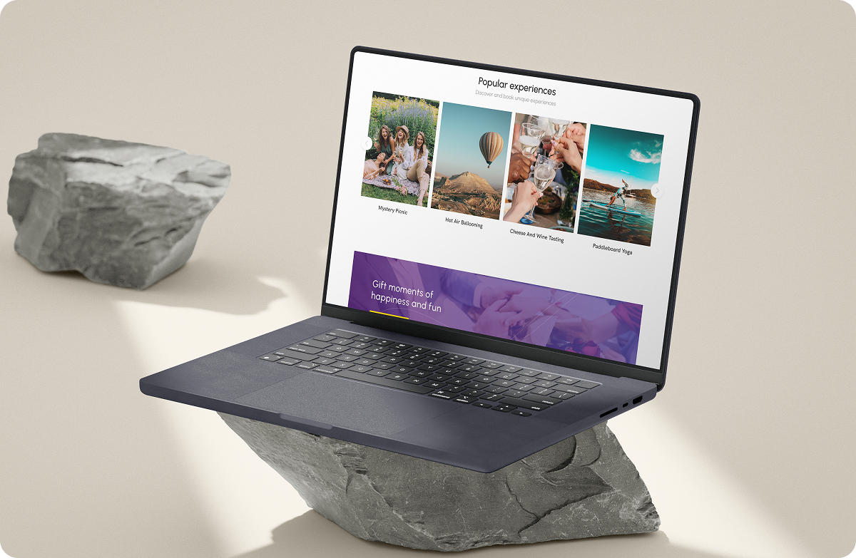 Laptop on rocks